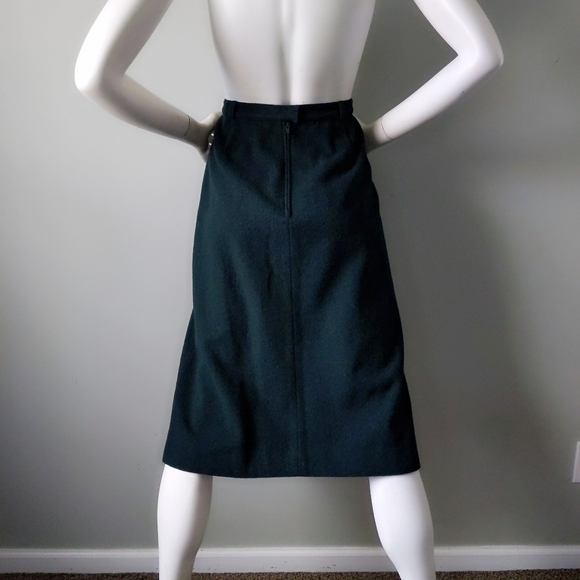 Vintage 70s Dalton Archival Forest Green A Line Wool Camel Hair Skirt Suit Set M - Picture 8 of 9